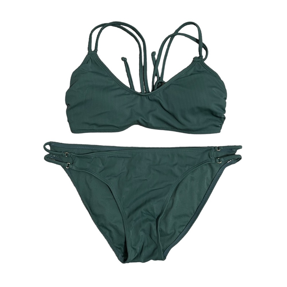 Xhilaration Green Bikini Top and Bikini Bottom Set Size Large